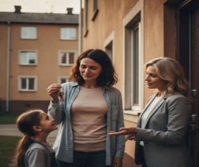 Low income family receiving emergency housing assistance to prevent eviction and homelessness.